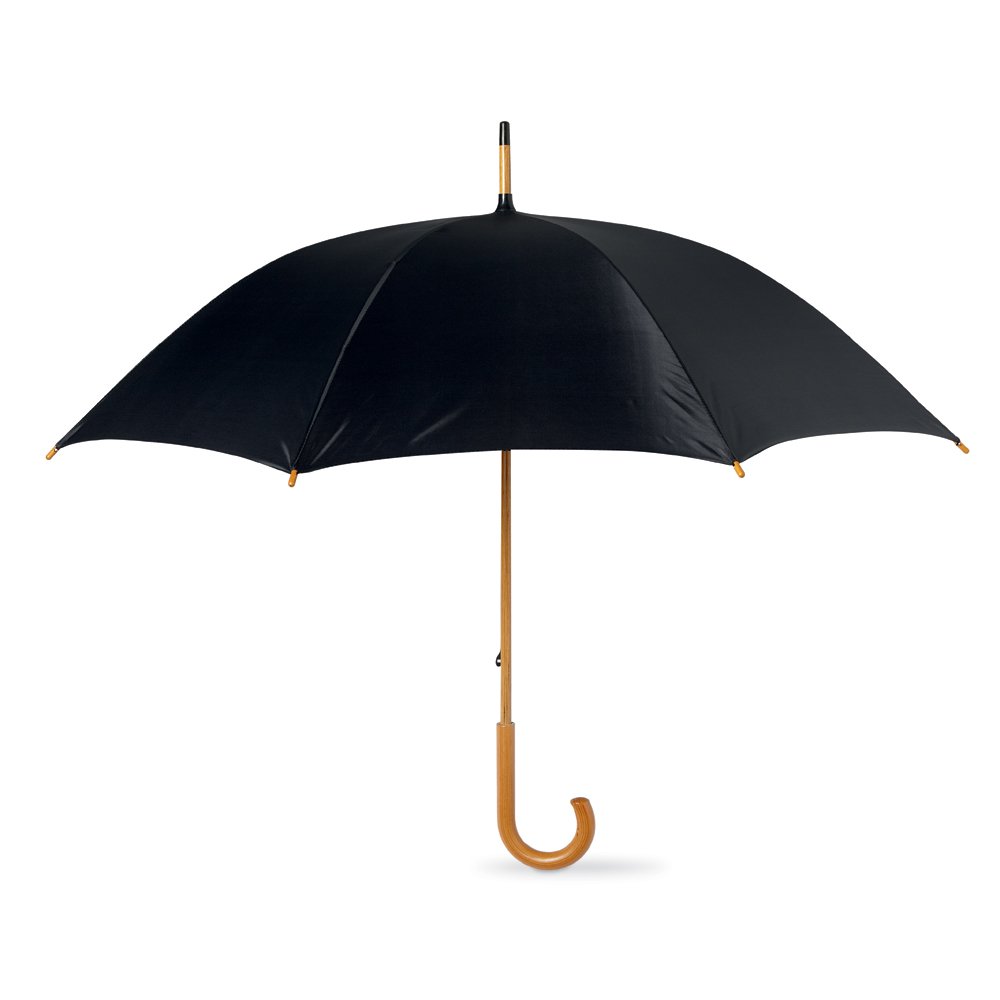 eBuyGB Wooden Crook Handle Large Umbrella Classic Manual Opening Rainproof for Men and Women Umbrella Windproof Strong - Black 41.5 Inch / 105cm Span 90cm Length