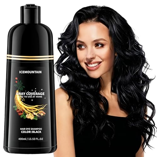 Black Hair Dye Shampoo, 100% Gray Hair Coverage Ammonia Free &... 51Y12Xn2PIL