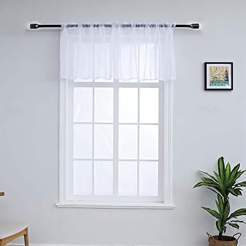 Amazon Com Wubodti White Sheer Voile Valance Curtains For Small
