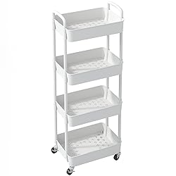 Sywhitta 4-Tier Plastic Rolling Utility Cart with