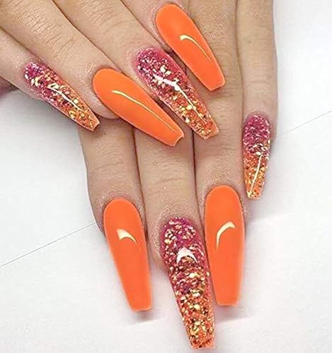 Outyua Super Long Fake Nails Coffin Glossy Press on Nails