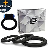 Super Soft Black Silicone Vibrating Cockring for Male Penis Ring Cock Rings 100% Medical Grade Pure Silicone Set for Extra Stimulation-Better Sex Toy for Erection Enhancing Last Longer Orgasm - 4 pcs
