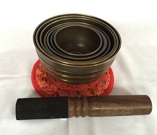 Hand Casted Tibetan Chakra Set Kasha Singing Bowl