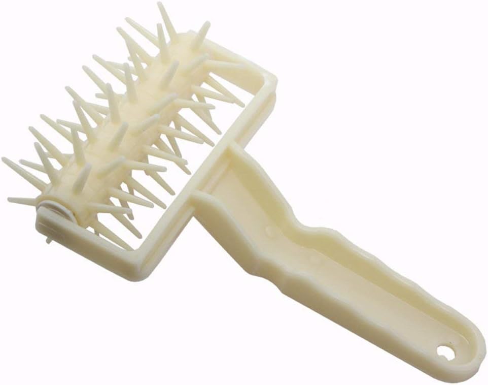 Heylookhere Practical Unique ?DIY Wheel Plastic Needle Roller Baking Pizza Punching Tool(White)