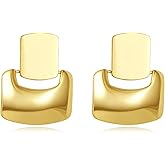14k Gold Chunky Huggie Earrings for Women Small Square Hoops Cute Thick Earrings Trendy Jewelry Gifts