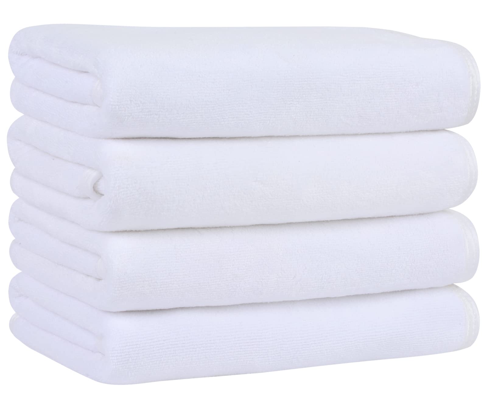 KinHwa Microfibre Hand Towels for Bathroom - Soft and Light Face Towels Fast Drying Wash Towels for Bath, Spa, Gym 40cm x 76cm White 4 Pack