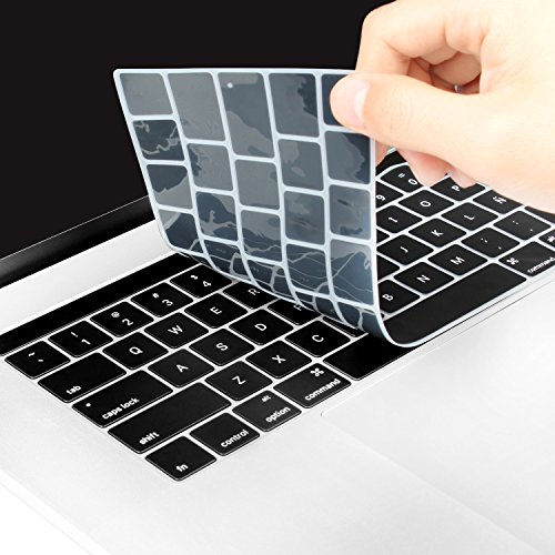 Batianda Spanish ESP Waterproof Ultrathin Silicone Keyboard Cover Skin for Newest MacBook Pro 13 15 inch 2017 & 2016 With Touch Bar & Touch ID Model:A1706 / A1707 (Black)