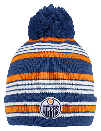 NHL Edmonton Oilers Toddler Axel Cuffed Knit Hat with Pom, One Size, Dark Royal