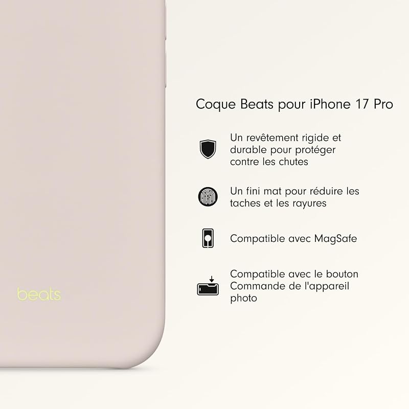 Coque pour iPhone 17 Pro équipée MagSafe avec Commande de l'appareil Photo, Fini Mat, Doublure en Tissu Microfibre - Gris Gypse