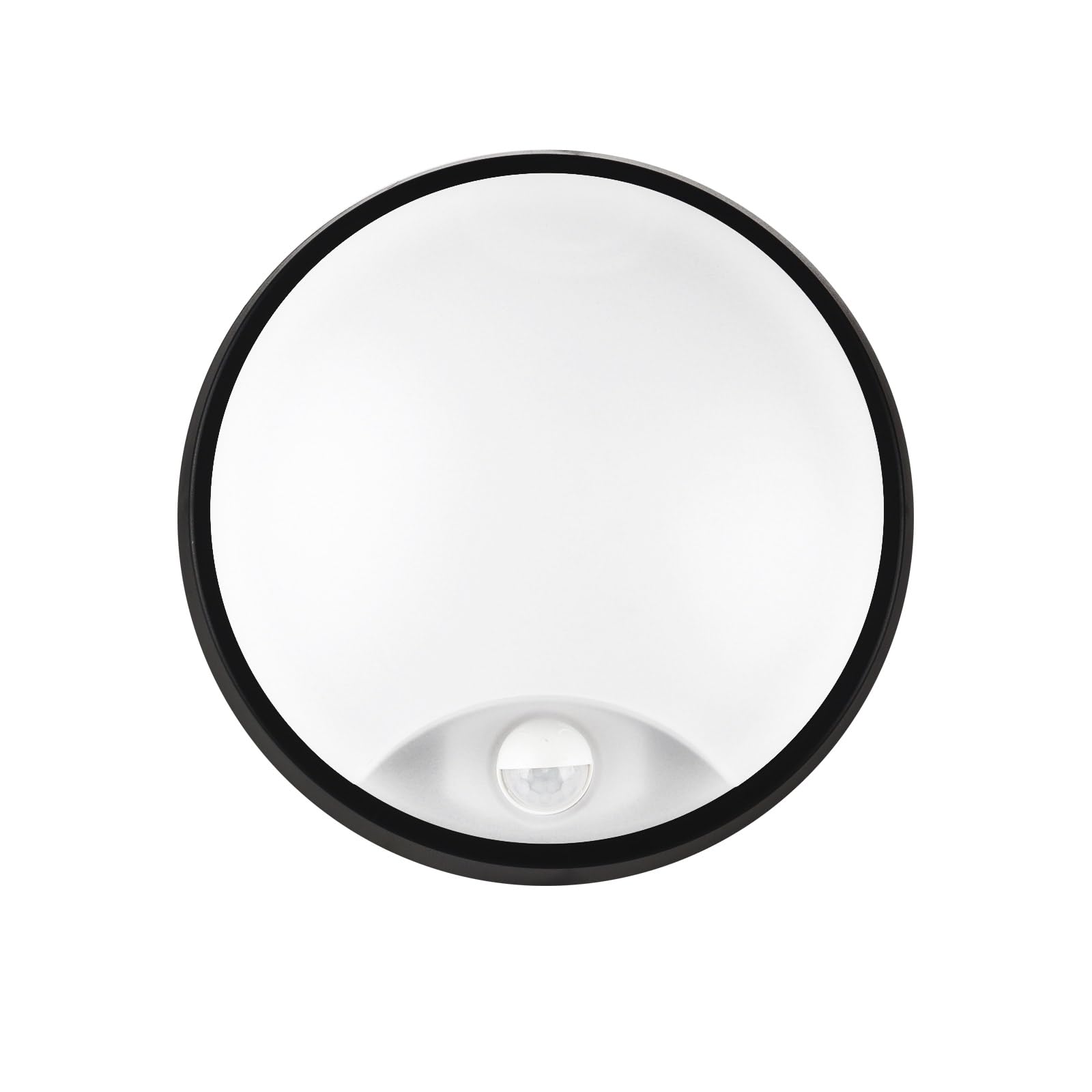 18W LED 4000K IP65 Flush Wall Ceiling Mounted Round Bulkhead Light Fitting with Motion Sensor PIR for Indoor,Outdoor,Bath,Office,Hallway,Corridor,Utility,Garden,Shed,Workshop, Black - Improved Version