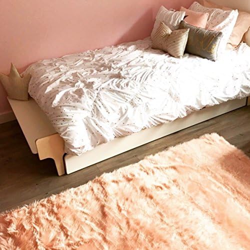Machine Washable Faux Sheepskin Blush Rug 4' x 6' - Soft and Silky - Perfect for Baby's Room, Nursery, playroom (4' x 6' ft Blush/Peach)