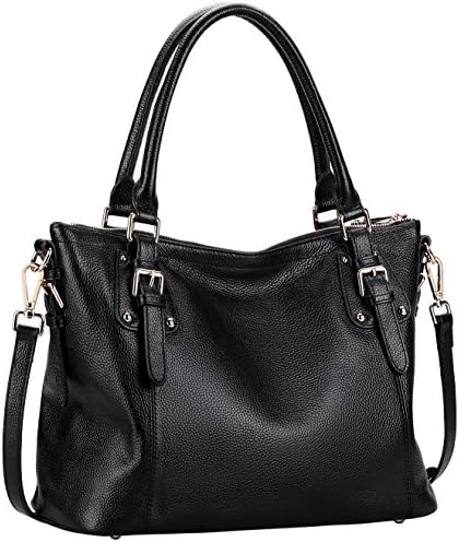 Farinal Women's Genuine Leather Handbags Retro Ladies Crossbody Bags And Satchel Color Black