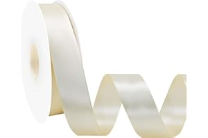 Simplegoal Double Face Ivory Satin Ribbon 1 Inch X 50 Yards Polyester Beige Ribbons for Gift Wrapping Fabric Ribbon for Craft