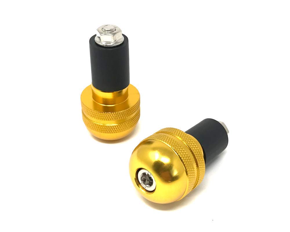 Motorcycle Handlebar Knurled Bar End Weights Plugs Caps Anti Vibration for 22mm 7/8 Inch Hollow Handlebars (Gold) x2