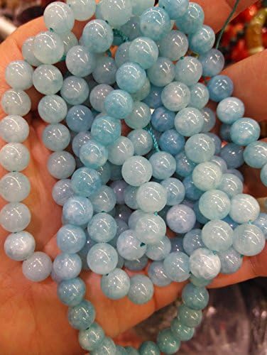 8mm Aquamarine Jade Round Beads Blue Shiny Smooth Beads Round Jewelry full strand 16"