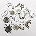 80 PCS Sun Moon Star Charms Collection - Mixed Antique Silver Bronze Metal Alloy Pendants for Jewelry Making DIY Findings (HM81)
