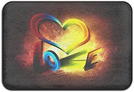 Baerg Door Mat Rainbow Heart Love Non-slip Stain Fade Resistant Soft Living Dining Room Rug For Front Door Entrance Outside Doormat 23.615.70.39Inch