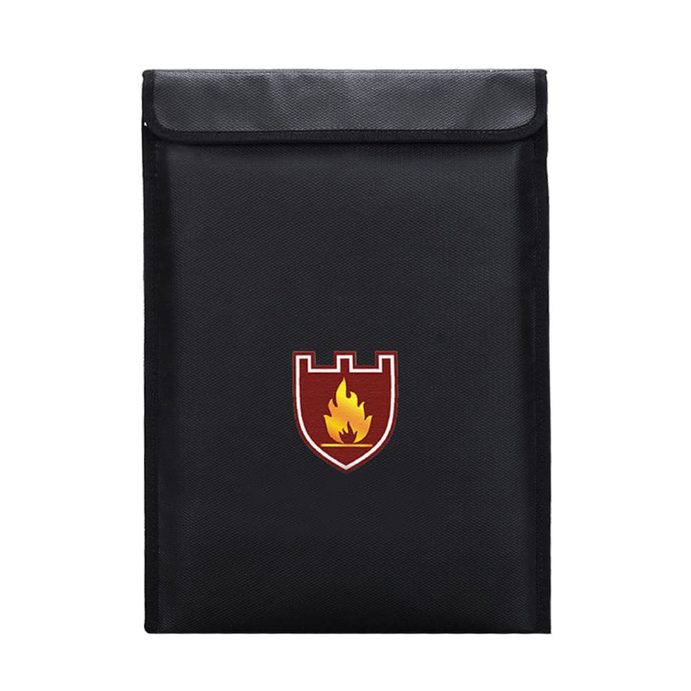 Tiardey Fireproof Money & Document Bag,15" x 11" Fire & Water Resistant Cash & Envelope Holder,Protect Your Valuables,Documents,Money,Jewelry,Zipper Closure for Maximum Protection - Black