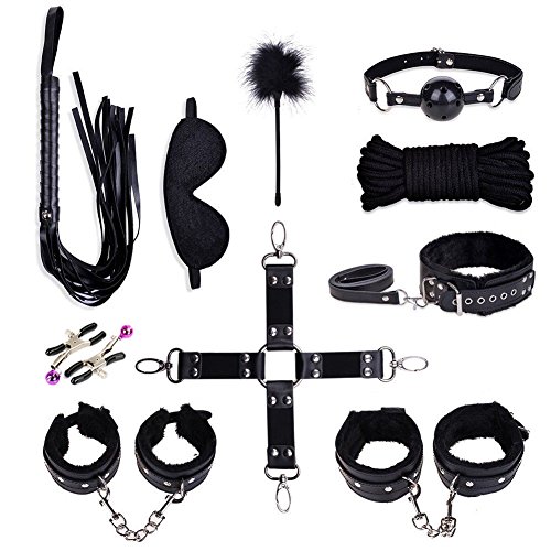 Lingery Bondage Kit Bed Restraints Kit with PU Leather Material for Cosplay Tools 10 Pcs in 1