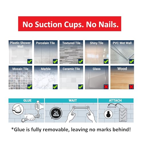 As Seen on Dragons Den, No Suction Cups & No Screws, Easy-Clean, Rust Proof Shower Caddy and Bath Organiser Shelf