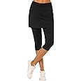 Ekouaer Skirted Leggings for Women Tennis Golf Skorts Capris Gym Yoga Legging with Skirts