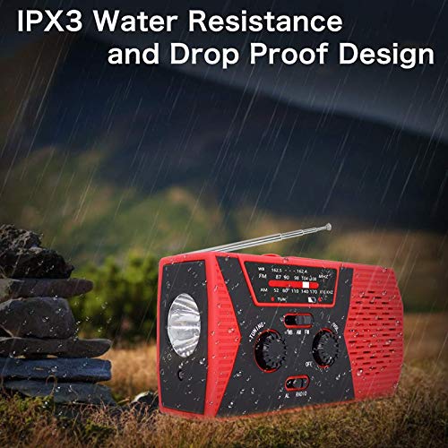 Jzenzero Emergency SOS Alarm Weather Radio Hand Crank Solar Power LED Flashlight Outdoor Tool Green