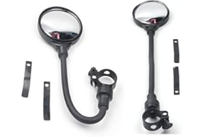 Bike Mirrors Handlebar Mount, Adjustable Rotatable Bike Rear View Glass Mirror, Wide Angle Acrylic Convex Safety Mirror Unive