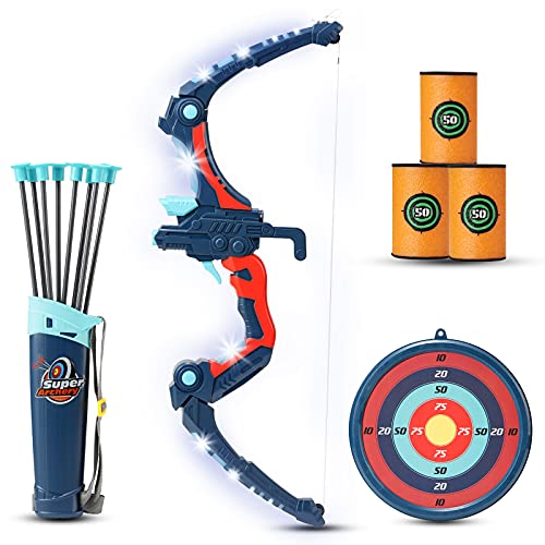 SainSmart Jr. Bow and Arrows Set for Kids 812 with 8 Suction Cups Arrows, Big Size LED Light Up