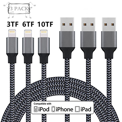 Lightning Cable,Mattzur [3 Pack] iPhone Charger to USB Syncing and Charging Cable Data Nylon Braided Cord Charger for iPhone 8/8 Plus7/7 Plus/6/6 Plus/6s/6s Plus/5/5s/5c/SE(Black) - Thumbnail 6