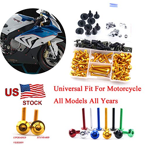 Motorcycle Kits Complete Bolt Fairings Bolt Kits screw Clips For Yamaha Honda Suzuki Bmw Kawasaki Ktm Ducati MT07 MT09 Z1000 CBR1000RR CBR600RR (Gold, 2)