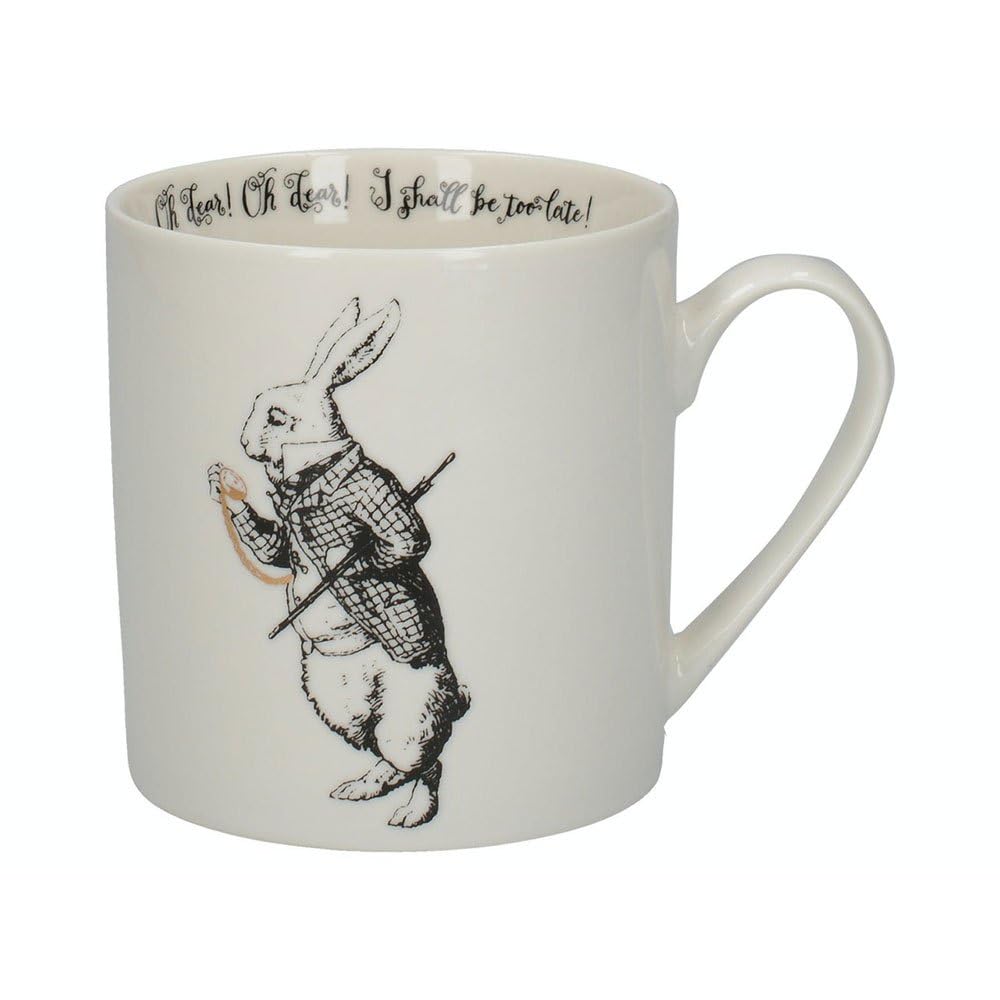 V&A Alice in Wonderland Mug in Gift Box, 'White Rabbit' Design, Fine China, White, 350 ml