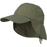 Juniper UV 50+ Outdoor Talson UV Flap Cap - Olive | Pre-curved bill, 6-panel unstructured construction, packable design, crushable design, nylon, matching underbill, one size