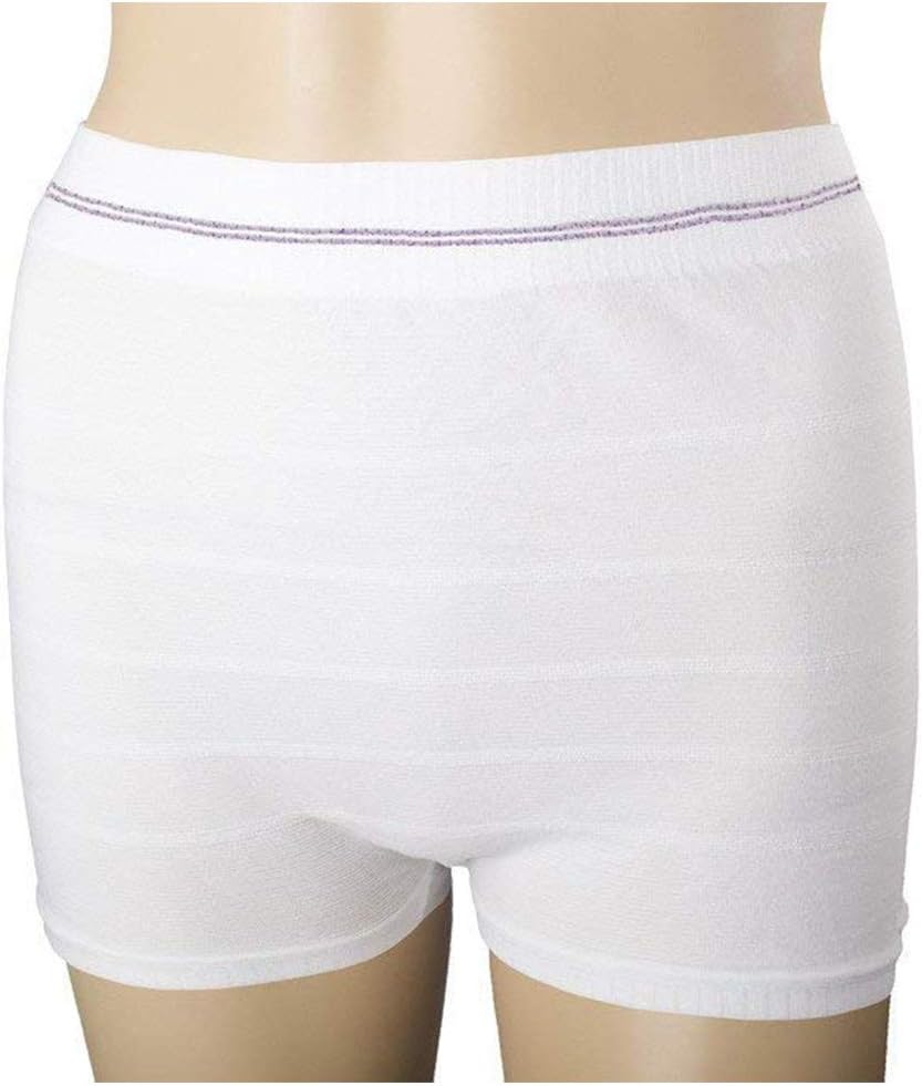 5pcs Women Mesh Postpartum Panties Washable Reusable Short Underwear Suitable for Post Surgical Recovery, Breathable, Stretchy, Light (White, XXL)