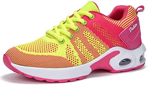Women's Lightweight Comfortable Running Shoes Breathable Tennis Shoes Sports Shoes Casual Walking Sneakers(Air cushion, Yellow-36)