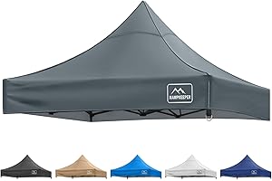 KAMPKEEPER Canopy Replacement Top Cover Roof for 10x10 Peak Pole Straight Leg Canopy Tent,PU-Coated 500D Polyester UV Waterproof,for Outdoor Commercial Garden Patio Sun Shade(Top Only) (Dark Grey)