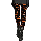Halloween Leggings for Women Spooky Pumpkin Trick or Treat Print Festive Holiday Party Casual Stretch Pants