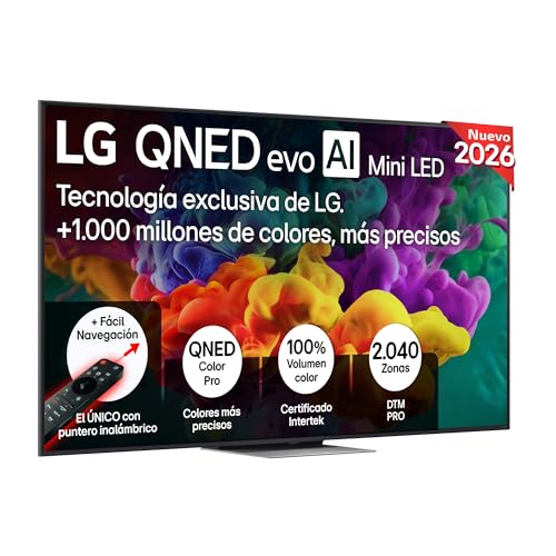 86QNED86B6B - TV 86", 4K QNED EVO MiniLED, Smart TV, Sin Reflejos al 94%, WebOS 26, Procesador α8 AI Gen3, VRR 144Hz, Dolby Vision y Dolby Digital Plus, Alexa/Google Assistant, Negro