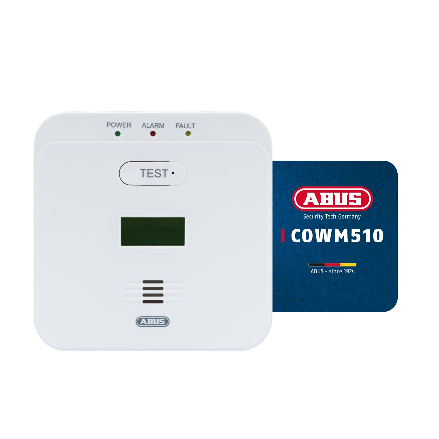 ABUS Carbon monoxide alarm COWM510 - CO detector with 85 dB loud alarm, test button and LCD display - 10-year sensor - White