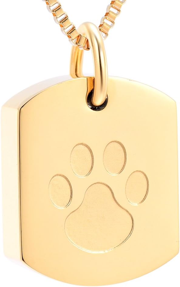 Pet Paw Cremation Necklace for Ashes Pendant Locket Stainless Steel Funeral Keepsake Memorial Jewelry Fill Ash Urns for Dog/Cat