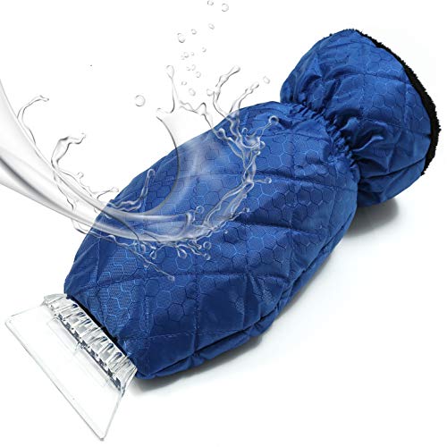 TAKAVU Ice Scraper Mitt for Car Windshield, Waterproof Snow Ice Scraper Gloves with Thick Fleece Lining and Durable Handle for Extra Warmth and Protection (1 Pack)