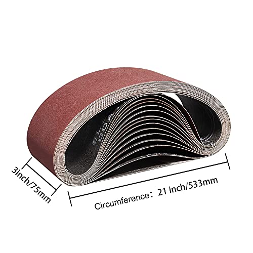 POTUINOM 3 x 21 Inch Sanding Belts 40 Grits 6 Pack 3 x 21'' Belt