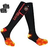 SAVIOR HEAT Electric Heated Socks for Men Women 3 Heat Settings 2 * 2200mAh Rechargeable Battery Powered Cold Weather Heated Ski Socks Up to 10 Hours Thermal Socks for Winter Hunting Skiing Hiking