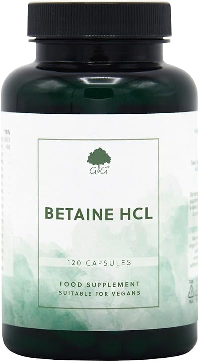 G&G Vitamins Betaine HCl with Pepsin 440mg Capsule 120 Vegan UK