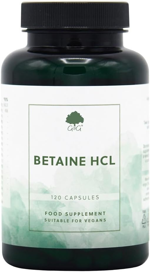 G&G Vitamins Betaine HCl with Pepsin 440mg Capsule 120 Vegan UK