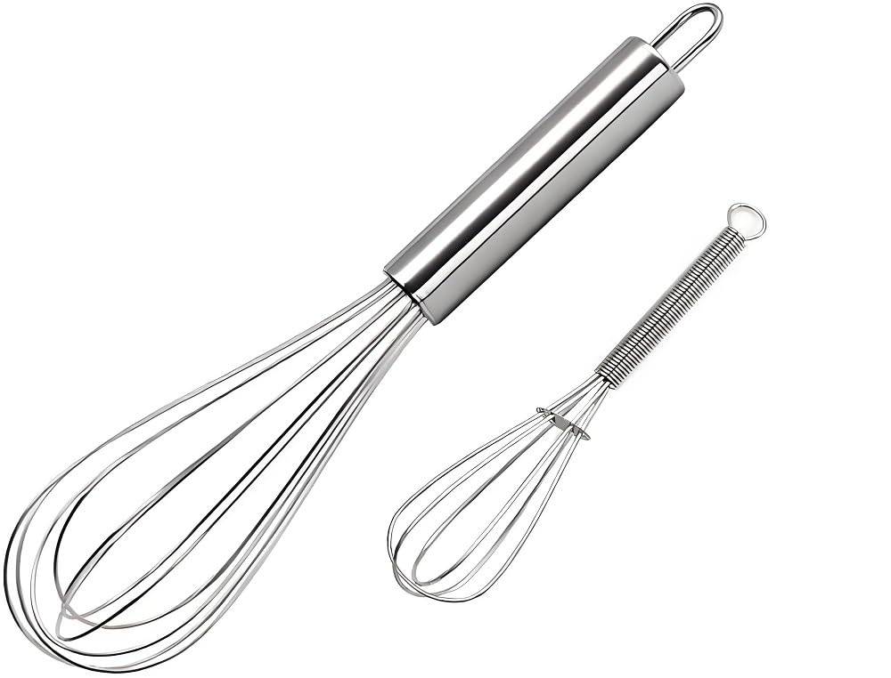 Photo 1 of 10 inch Stainless Steel Whisk, 5 inches for mixing small amounts of liquids, milkshakes, coffee, juice, etc. 2-piece set (buy 10 inches and get 5 inches as a gift) silver