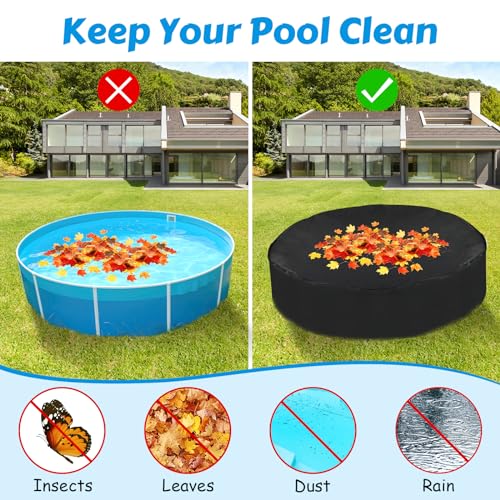Round Pool Cover for Dog Pool, 122 x 30 cm, Waterproof UV Protection, Children's Pool, Paddling Pool Cover, Foldable Waterproof Dog Pool Cover for Dog Pool, Dog Paddling Pool, Black