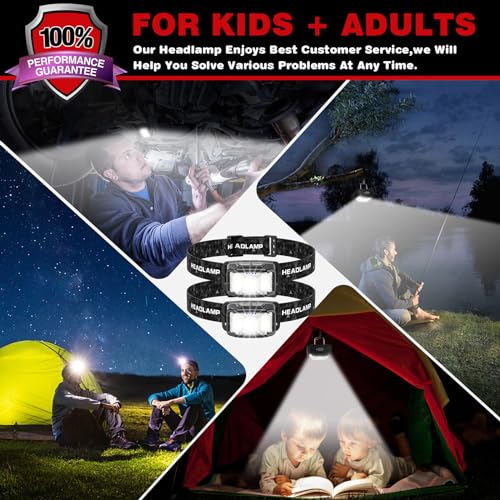 Aaizplz 2 x LED Headlamp, Rechargeable Headlamp, Waterproof, 2000 Lumens, 16 Lighting Modes (Individual Control), with Smart Sensor, for Running, Hiking