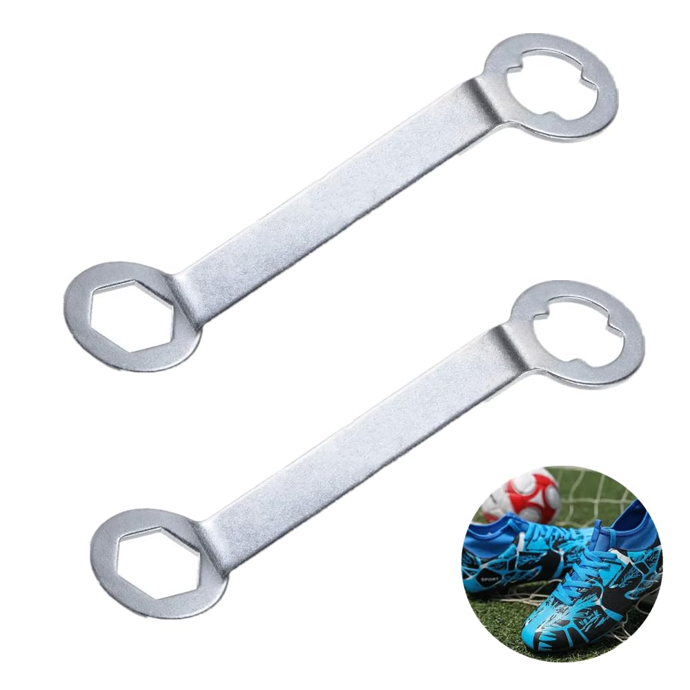 WTUSGA Track Spikes Wrench, 2 Pcs Dual Interface Aluminum Non-Slip Shoes Adjustment Tool Sports Tool for M5 Soccer Shoes, Silver