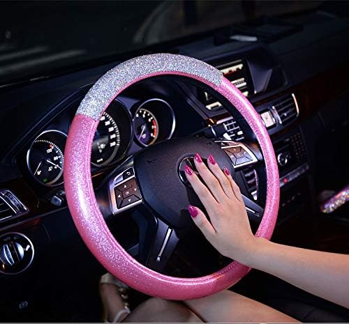 Steering Wheel Covers Diamond Leather Car Steering Wheel Covers with Crystal Bing Rhinestons Steering-Covers Cases for Girls Car Accessories (Color Name : Pink)