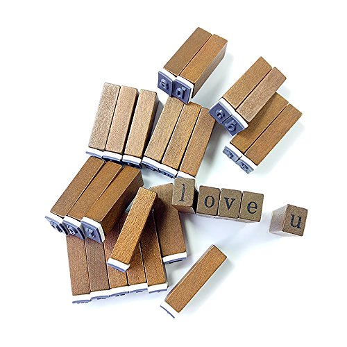 28pcs/set Wooden Rubber Alphabet Stamp in Lower case and Upper case - Thumbnail 3